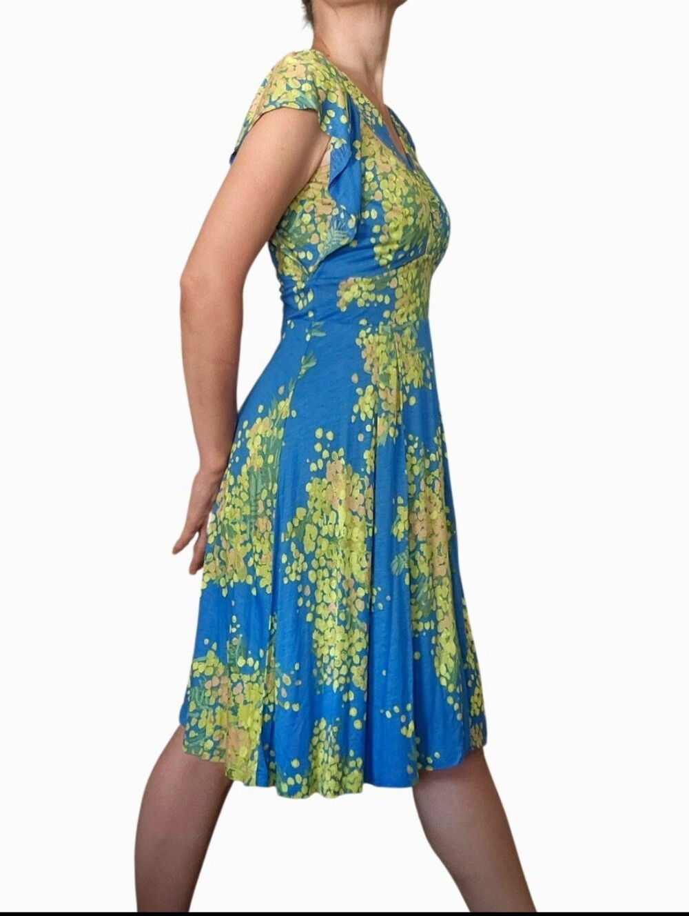 NEW Boden Floral Midi Dress 8P Blue Mimosa Print